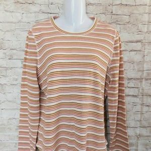 Madewell Thermal Blouse XL Beige & Orange Cotton